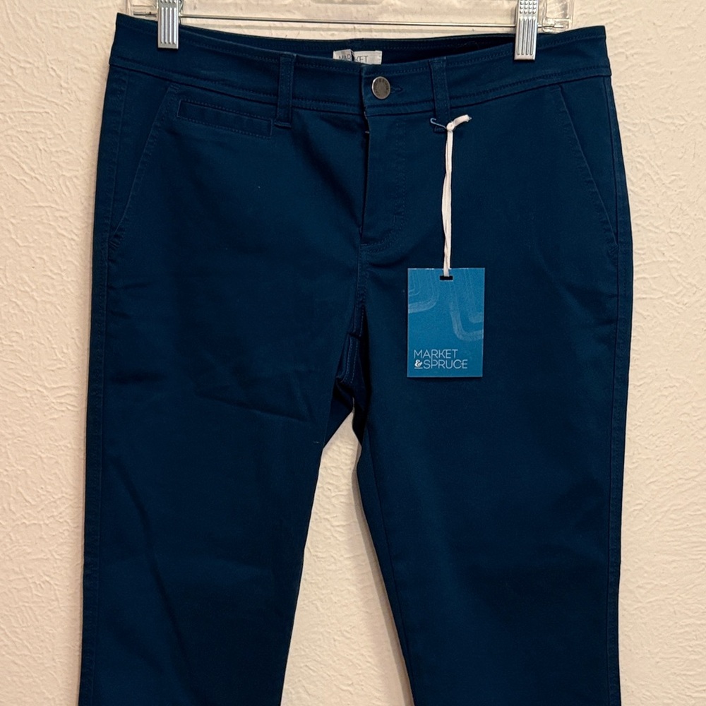 🍀🍀🍀BOGOHO🍀🍀🍀Market & Spruce Teal Blue Stretch Chino Pants-8 petite - Picture 2 of 11